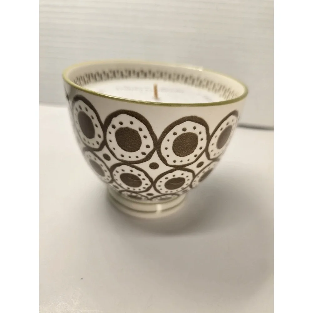 Prosperity Candle Flicker & Sip Chai Tea Candle Hand Painted Stoneware Mug Ivory